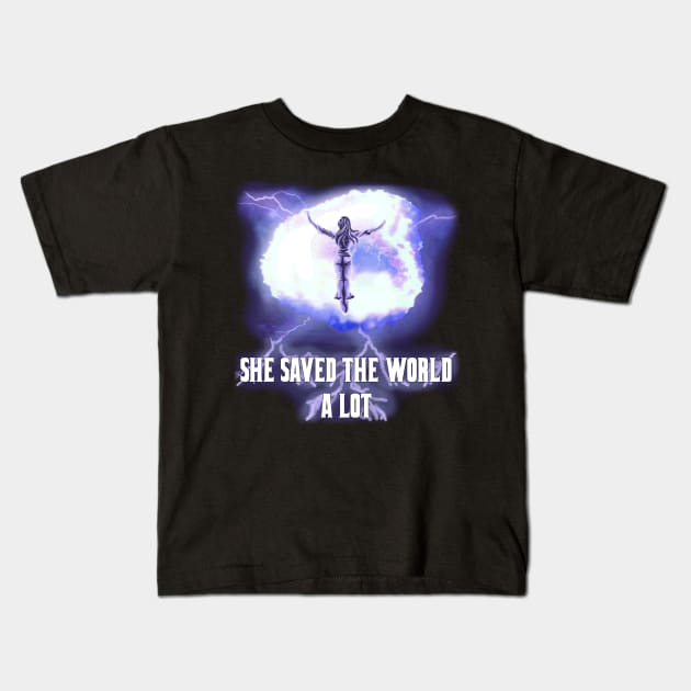 The Gift: She Saved The World A Lot Kids T-Shirt by bengman